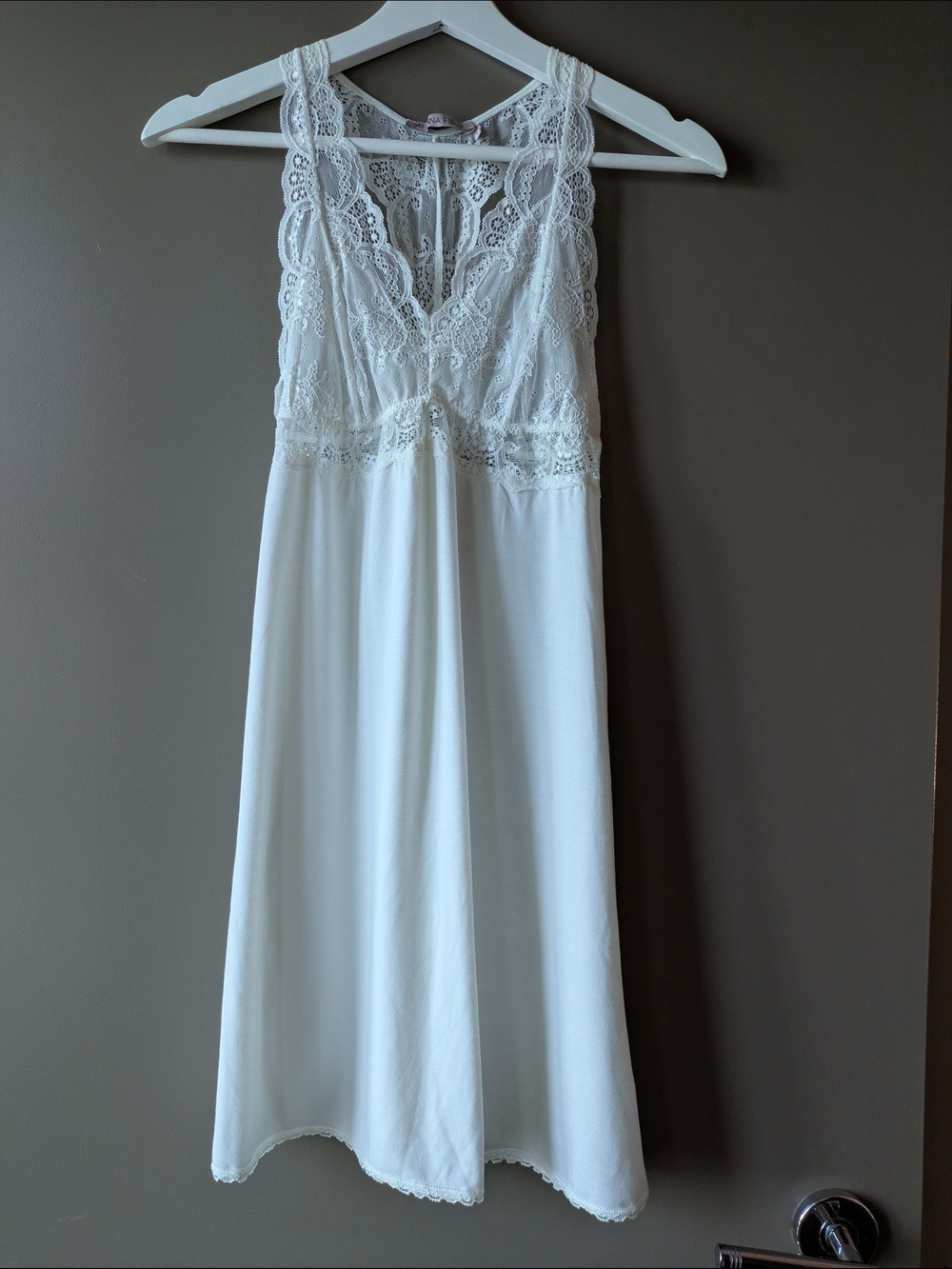 Anna Field White Lace Racerback Nightgown Slip Dress - Size S